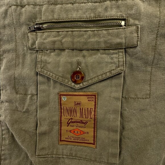 Lee Union Made Canvas Chore Barn Jacket Coat Beige Large Cargo Military Cotton - Picture 8 of 16